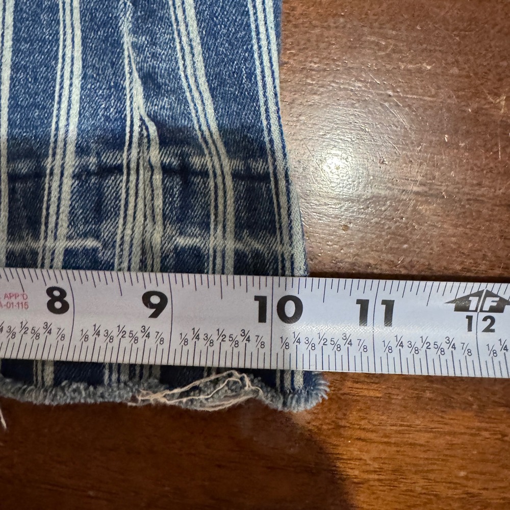 Rock & Roll Denim Pin Striped Flare Leg Raw Hem Denim Jeans 25x32 Western/Y2k - Picture 5 of 9
